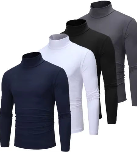 New Fashion Mens Cotton Turtle Neck Turtleneck Sweaters Stretch Shirt Tops plus Size