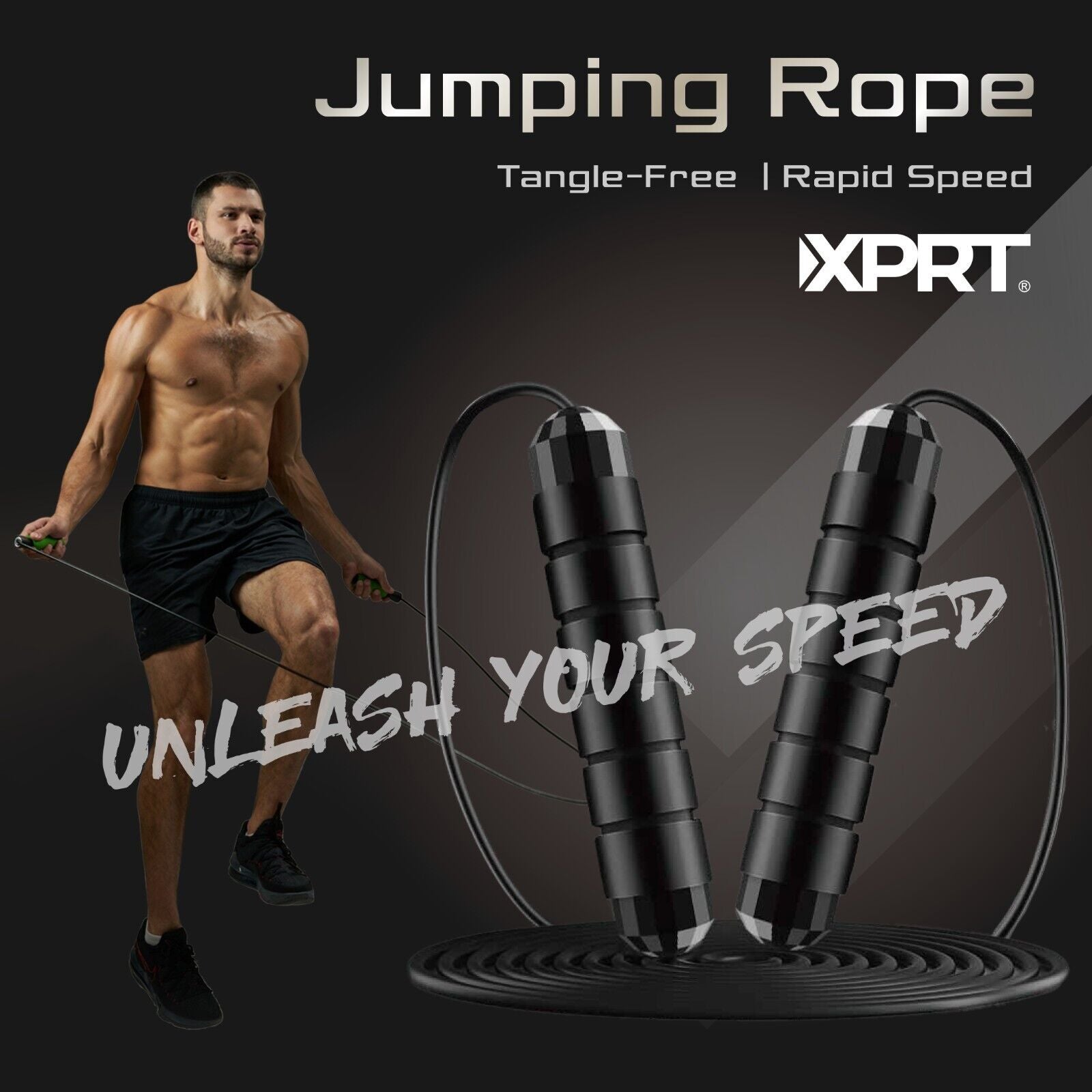 XPRT Fitness Pro Jump Rope - Tangle-Free with Ball Bearings, Adjustable 13Ft