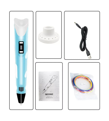 3D Printing Pen Set USB Doodle Drawing LCD Screen and 3 Free Filaments Kid Gift
