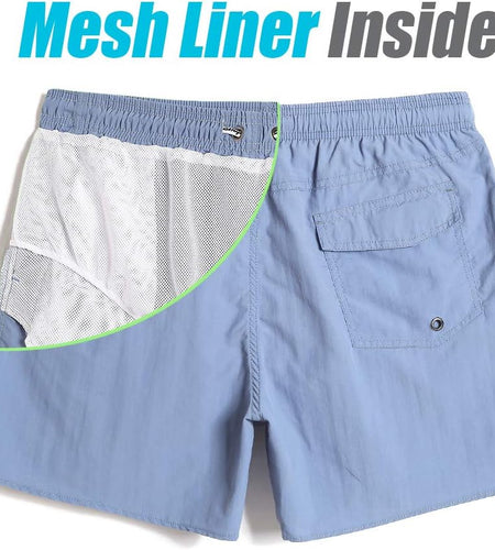 Mens Swim Trunks 5" with Mesh Lining Quick Dry Bathing Suits for Men Swim Shorts Swimwear