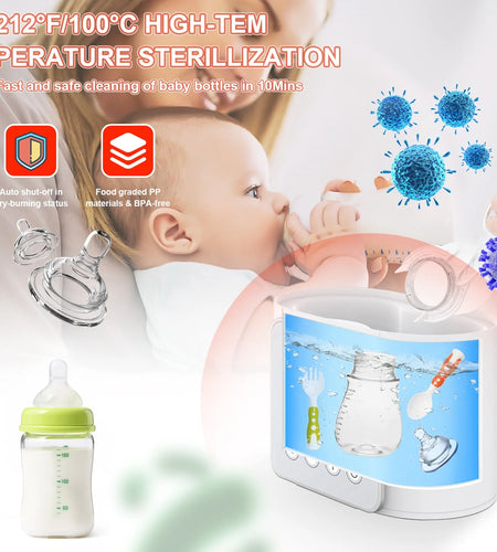 Baby , 9-In-1 Portable , Baby Bottle Sterilizer, Double Bottle Breast Milk Warmer with LCD Display, Timer & 24H Temperature Control