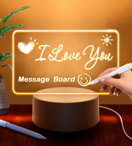Transparent Message Board Night Light Glowing Memo Acrylic LED Ambient Lights Daily Moment Note Board Erasable Room Decor Gift