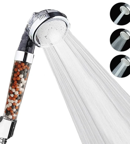 New 3 Functions High Pressure SPA Shower Head Water Saving Handheld Rainfall Bathroom Accessories Anion Filter Shower
