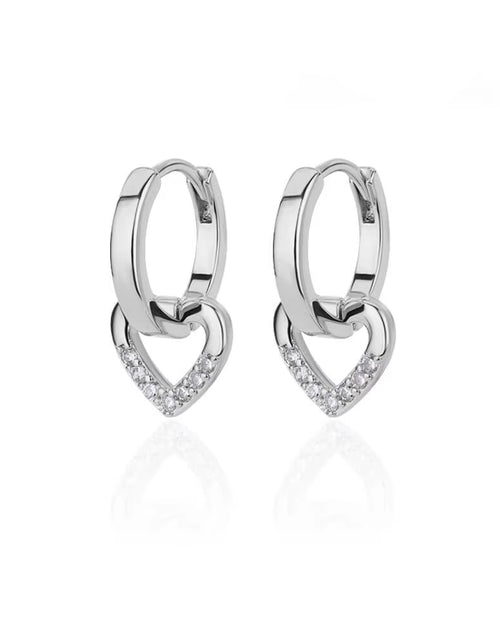 Load image into Gallery viewer, Hollow Heart Earrings for Women Stainless Steel Dangle Drop Earrings 2023 Trending Cubic Zirconia Wedding Couple Jewelry Aretes
