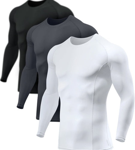 1 or 3 Pack Men'S UPF 50+ Long Sleeve Compression Shirts, Water Sports Rash Guard Base Layer, Athletic Workout Shirt
