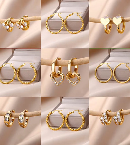 Hollow Heart Earrings for Women Stainless Steel Dangle Drop Earrings 2023 Trending Cubic Zirconia Wedding Couple Jewelry Aretes