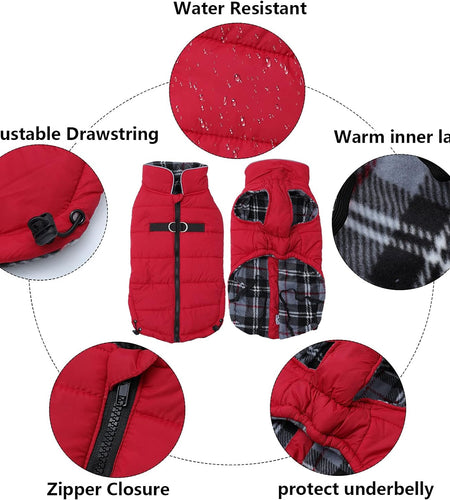Dog Winter Warm Coat Dog Winter Jacket Windproof Snowproof,Pet Outdoor Jacket Dog Jacket for Small Medium Large Dogs-Red-Xxl
