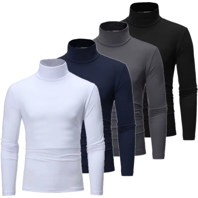 New Fashion Mens Cotton Turtle Neck Turtleneck Sweaters Stretch Shirt Tops plus Size