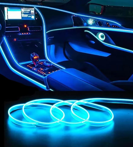 Car Interior Lighting Decorative Led Lights EL Wiring Neon Strip Auto Flexible Ambient Light USB Party Atmosphere Lamp Accessory