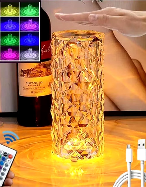 Load image into Gallery viewer, 3/16 Colors Crystal Rose Table Lamp LED Rose Light Decoration Remote Control Romantic Diamond Atmosphere Light USB Night Light
