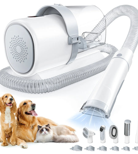 Dog Grooming Kit, 2.5L Pet Hair Grooming Vacuum, 5-In-1 Electric Clippers Cleaning Sets for Dog/Cat/Other Animals