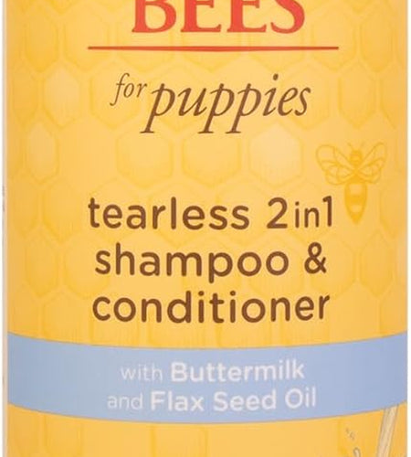 Puppies Natural Tearless 2 in 1 Shampoo and Conditioner | Made with Buttermilk and Linseed Oil | Best Tearless Puppy Shampoo for Gentle Skin and Coat | Made in USA, 16 Oz