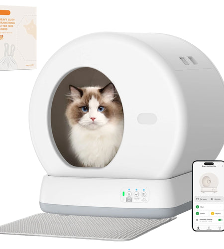 Smart Automatic Self-Cleaning Cat Litter Box, APP Control/Integrated Safety Protection, White
