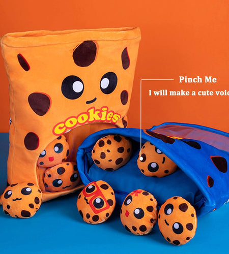 Plushies Doll a Bag of Cookie Toy Stuffed Soft Snack Pillow Plush Yummy Food Toy for Birthday Gift, Stuffed Toy Game Pillow Cushion Gift for Kids (Blue)