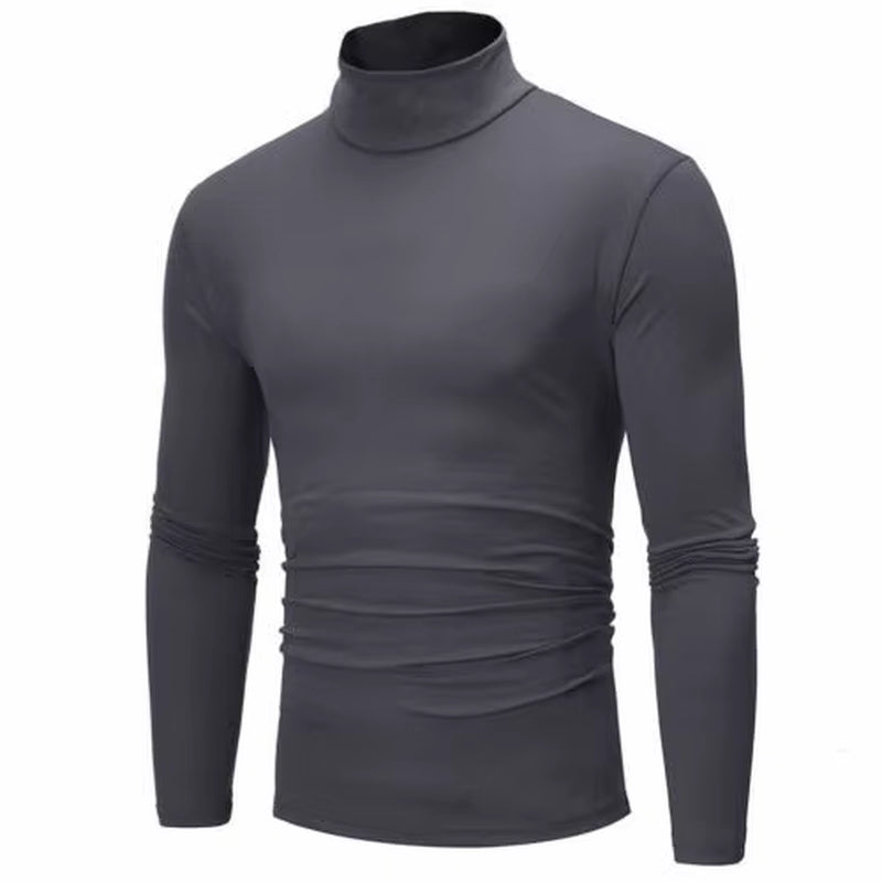 New Fashion Mens Cotton Turtle Neck Turtleneck Sweaters Stretch Shirt Tops plus Size