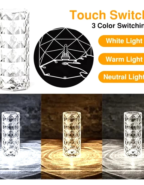 Load image into Gallery viewer, 3/16 Colors Crystal Rose Table Lamp LED Rose Light Decoration Remote Control Romantic Diamond Atmosphere Light USB Night Light
