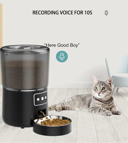 Wifi Pet Feeder Automatic Smart Dog Cat Dry Food Dispenser Feeding Bowl 4L Black