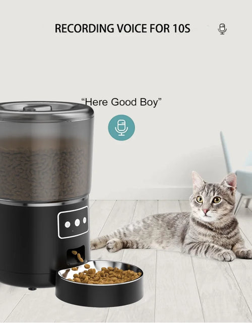 Load image into Gallery viewer, Wifi Pet Feeder Automatic Smart Dog Cat Dry Food Dispenser Feeding Bowl 4L Black
