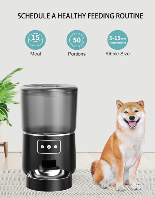 Load image into Gallery viewer, Wifi Pet Feeder Automatic Smart Dog Cat Dry Food Dispenser Feeding Bowl 4L Black
