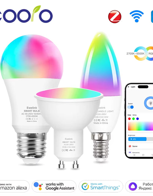 Load image into Gallery viewer, Smart Wifi Zigbee LED Light Bulb Dimmable E27 E14 GU10 RGBCW 2700-6500K LED Candle Lamp for Ewelink APP Alexa Google Home Yandex
