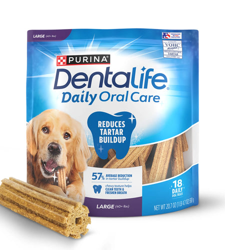 Purina  Daily Oral Care Large Dog Dental Treats with Chicken, 20.7 Oz Pouch (18 Count)